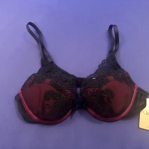 CHANTELLE Palazzo Padded Push Up Bra Black Cassis Cherry Size 32A BNWT - Picture 1 of 9