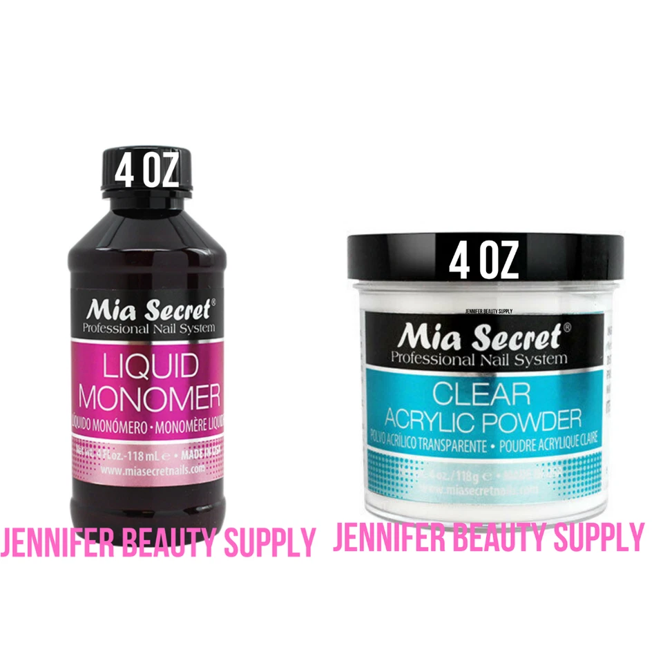 MIA SECRET MONÓMERO LÍQUIDO 4 OZ Y MIA SECRET POLVO ACRÍLICO TRANSPARENTE 4 OZ | JBS Foto 1 de 1