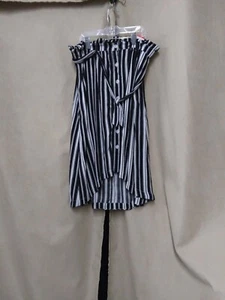 Justice Girls Skirt Black And White Stripes Size 18 removable belt be with tags - Picture 1 of 5