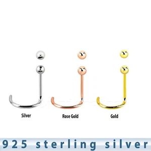 1pc. 22G 1.5mm Ball .925 Sterling Silver Nose Screw Nose Stud Ring - Picture 1 of 4
