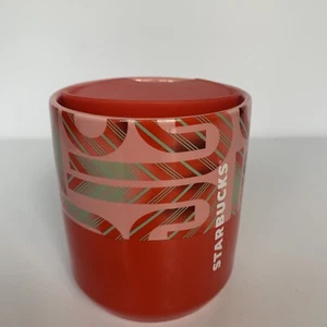 Starbucks Holiday Candy Cane Ceramic Tumbler Mug 8 oz. with lid NEW - Picture 1 of 12