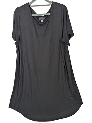 TAHARI Women Plus size 1X Black T Shirt Dress Comfy Beachy Leisure Classic Style - Image 1 of 4
