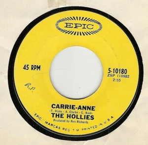 45RPM, HOLLIES ' CARRIE ANNE ' VG+ '  ROCK - Picture 1 of 2