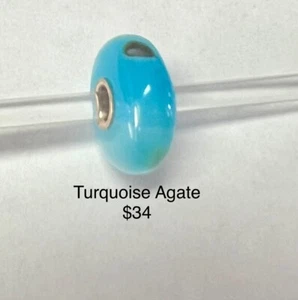 Trollbeads Turquoise Striped Agate Retired Bead authentic - Picture 1 of 1