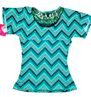 AMY BYER GIRLS BLACK ATTACHED TANK & ZIG ZAG SHORT TRIBAL TOP M 10/12  - Image 1 of 4