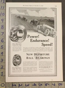 1915AUTO CAR RACE NEW DEPARTURE BALL BEARINGS INDIANAPOLIS ART AD PRINT 28551 - Picture 1 of 1