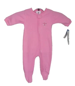 NFL New Orleans Saints Schläfer Größe 0 - 3 Monate Mädchen Pyjama mit durchgehendem Reißverschluss und Füßen - Bild 1 von 6