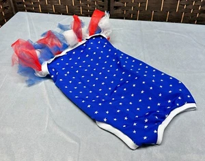 Dog Puppy American Flag Tutu Shirt Outfit 4th Fourth of July Dog Apparel Size M - Picture 1 of 5