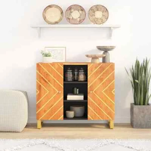 Credenza Marrone e Nera 90x33,5x75cm in Legno Massello di Mango vidaXL - Foto 1 di 12