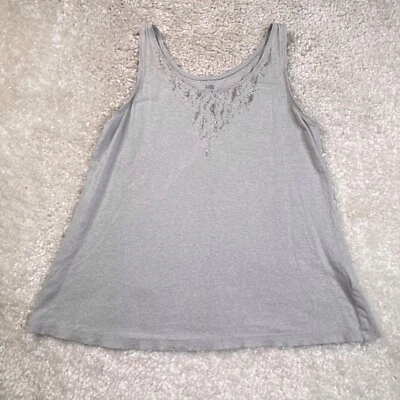 Eileen Fisher Linen Embellished Tank Gray Womens Medium - Image 1 of 4