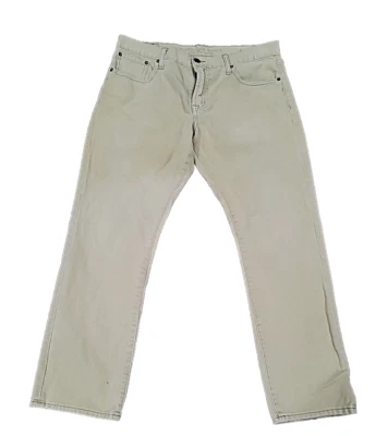 Pantalones de mezclilla para hombre American Eagle 36X32 Preppy pierna recta beige algodón 5 bolsillos. Foto 1 de 4