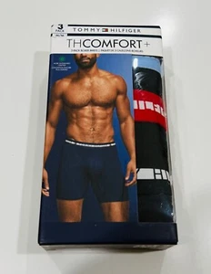 New Men's Tommy Hilfiger 3-PACK MICROFIBER BOXER BRIEF Red Black Blue Sz Medium - Picture 1 of 3