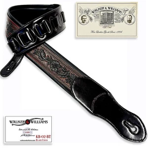 Walker And Williams KB-02-BT Oxblood & Black Carving Leather With Skull & Cross - Picture 1 of 12