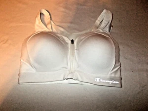 New Champion Womens Size 34DD White Sports Bar Motion Control Zipper Front - Picture 1 of 4