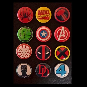 Marvel Comic Character / Pinback Buttons (Set of 12) / 4 Size Options - Picture 1 of 5
