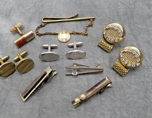Vintage Men's Lot Cufflinks Tie Tacs Bars Mesh Tassel Set 716c - Picture 1 of 12