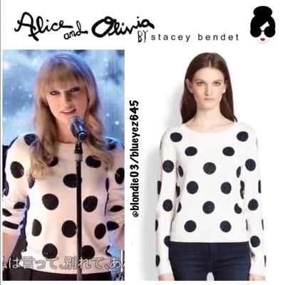 Suéter de bolinhas Alice + Olivia “Celyn” strass G - Imagem 1 de 4