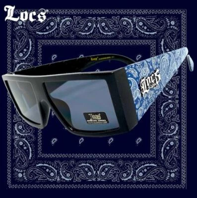 Hombre Moto Biker Resistente Gánster Locs Gafas de Sol Grande Azul Bandana Marco - Imagen 1 de 4
