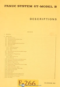 Fanuc 6T Model B, CNC System Control B-52242E/02, Description Manual Year 1981 - Picture 1 of 3