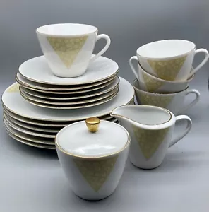 Kaffeeservice Seltmann Weiden K Bavaria Vintage Goldrand gelb Kreise 18 Teile - Bild 1 von 10