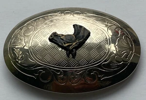 Vintage Gürtelschnalle Pferdekopf Western Schriftrolle Cowboy Cowgirl Made in USA - Bild 1 von 4