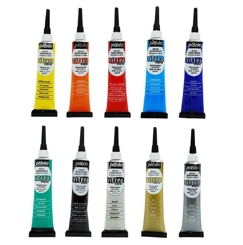 PEBEO VITREA 160 OUTLINER TRANSPARENT RELIEF PASTE GLASS & METAL PAINT PAINTING - Image 1 of 1