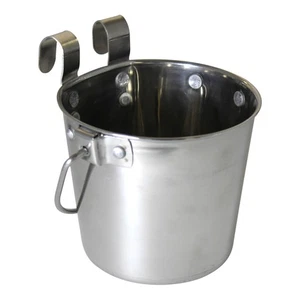 Stainless Steel Pail, Flat Sided Hook-On with Rivets 010LB-8355 - Picture 1 of 8