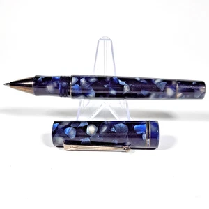 Delta Italy Journal Kugelschreiber - marmoriertes blaues Harz mit Rotgussrand NOS! - Bild 1 von 18