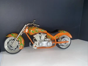 VINTAGE Orange with Green Flames Harley Davidson Motorcycle Action Figure - Picture 1 of 22