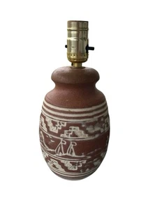 Vintage südwestmexikanische geschnitzte Keramik Keramik Lampe 10,5 "x 6" getestet  - Bild 1 von 4