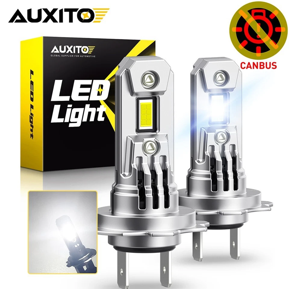 AUXITO 2x H7 LED Headlight Bulbs Kit 6500K 200W Super White Led Canbus Bulbs UK - Image 1 of 4