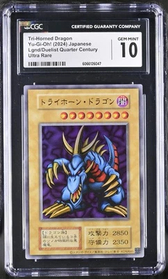 Yugioh Card Tri-Horned Dragon Ultra Rare Original Layout Tokyo Dome CGC 10 - Immagine 1 di 2
