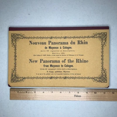 Nouveau Panorama du Rhin 1868 Mayence to Cologne Fold-Out Map 81” German Text - Image 1 of 4