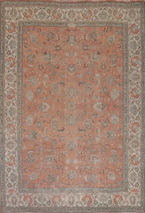 Orange Floral Area Rug 10x12 Handmade Wool Traditional Carpet for Living Room - Picture 1 of 24
