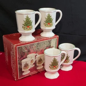 Christmas Heritage by Pfaltzcraft Mugs Eggnog Hot Cider Coffee In Box Vintage - Picture 1 of 10