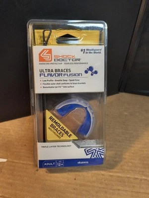 PROTECTOR BUCAL SHOCK DOCTOR Adulto BlueRaz Ultra Braces Sabor Fusión NUEVO remodelable  Foto 1 de 2
