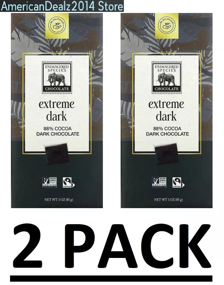 2 PACK - Endangered Species Velvety Dark Chocolate Bars With 88% Cocoa 3 Oz - Image 1 of 1
