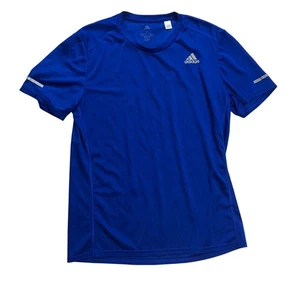 Adidas Climalite Running T Shirt Mens Medium Blue Short Sleeve Athletic Top - Picture 1 of 9