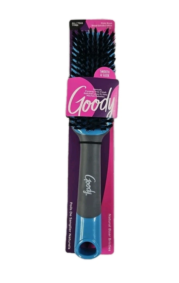 Goody Straight Talk Boar Bristle Hair Brush Gray and Blue 1 Ct