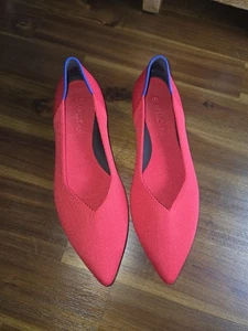 Zapatos planos Rothy's "The Point" punta puntiaguda rojos sin cordones para mujer 7,5 - Imagen 1 de 7
