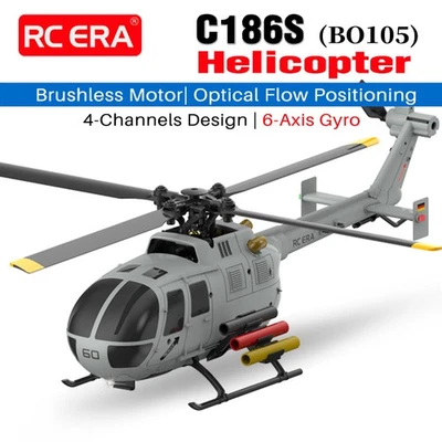RC ERA C186S BO105 RC Helicopter Brushless 4CH Optical Flow Positioning Aircraft - Image 1 of 4