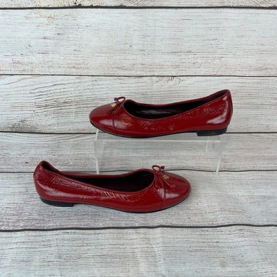 Tory Burch Cap Toe Womens Sz 6 Ballet Flats Brick Lane Red Patent Leather - Image 1 of 4