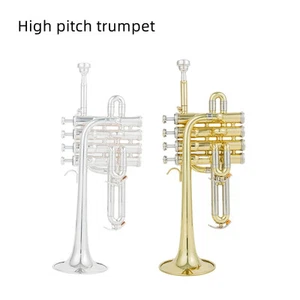 Trompeta Alta Profesional Bb Piccolo Trompeta Latón Oro Plata Laca Superficie - Imagen 1 de 16