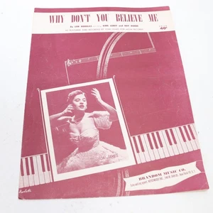 Why Don't You Believe Me Piano Voice Sheet MusicLaney Rodde 1952 Brandom - Picture 1 of 5