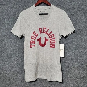 Camisa True Religion Para Hombres Pequeña Gris Cuello en V Adelgazante Elastizada Ropa de Salón Nueva  - Imagen 1 de 9