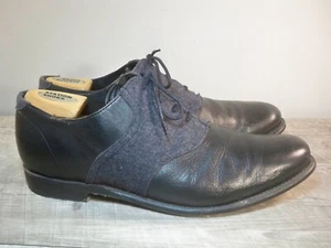 Mens J.D. Fisk Black Leather Saddle Oxfords Spectator Lace Up Shoes Size 11 - Picture 1 of 9