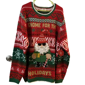 Holiday Time Men’s Ugly Christmas Sweater Size 2X 50-52 Gnome for the Holidays - Picture 1 of 13