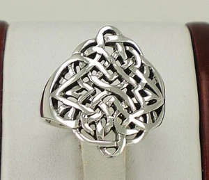 Large .925 Sterling Silver CELTIC KNOT ring size 7 style# r2176 - Picture 1 of 2