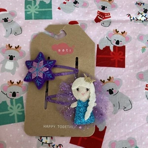 Free Postage- Xmas Frozen Princess Elsa Hair Clips - Picture 1 of 2