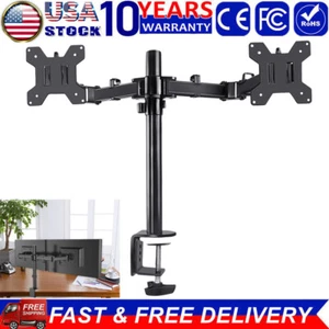 Double Dual Display Computer Monitor Arm Mount Desk Stand 13-27" Screen LED LCD - Picture 1 of 10